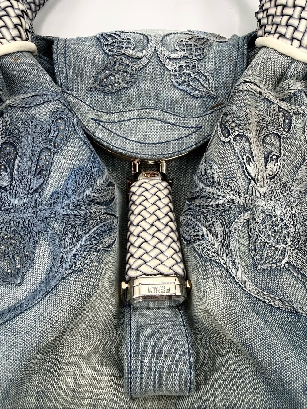 Fendi RARE Denim Rhinestone Squirrel Spy Bag - Picture 4 of 16